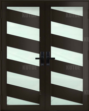 Load image into Gallery viewer, ECO Impact Aluminum French Double Entry Door With Decoration - ImpactWindowsCenter.com
