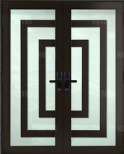 Load image into Gallery viewer, ECO Impact Aluminum French Double Entry Door With Decoration - ImpactWindowsCenter.com
