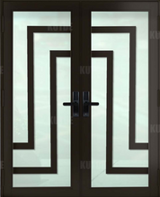 Load image into Gallery viewer, ECO Impact Aluminum French Double Entry Door With Decoration - ImpactWindowsCenter.com
