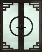 Load image into Gallery viewer, ECO Impact Aluminum French Double Entry Door With Decoration - ImpactWindowsCenter.com
