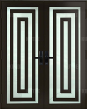 Load image into Gallery viewer, ECO Impact Aluminum French Double Entry Door With Decoration - ImpactWindowsCenter.com
