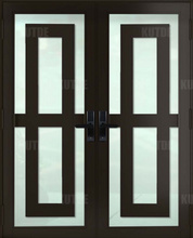 Load image into Gallery viewer, ECO Impact Aluminum French Double Entry Door With Decoration - ImpactWindowsCenter.com
